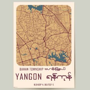 Poster showing Bahan Township yangon myanmar in a modern style