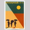 Poster showing minimalist shadows in yangon myanmar in a modern style