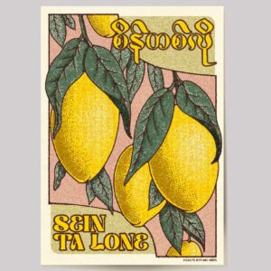 Poster showing seintalone mangos yangon myanmar in a retro style