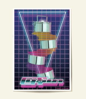 Vapourwave Thaminbu-01 Poster showing rice box lunch box tiffin yangon myanmar in a vapourwave style