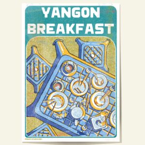 Poster showing breakfast table teashop yangon myanmar in a modern style