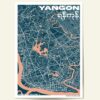 Yangon map 2025-01 Poster showing Yangon city map yangon myanmar in a modern style