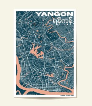 Yangon map 2025-01 Poster showing Yangon city map yangon myanmar in a modern style