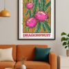 Dragonfruit myanmar poster hanging on wall framed Design poster of Myanmar dragonfruit hanging on wall framed