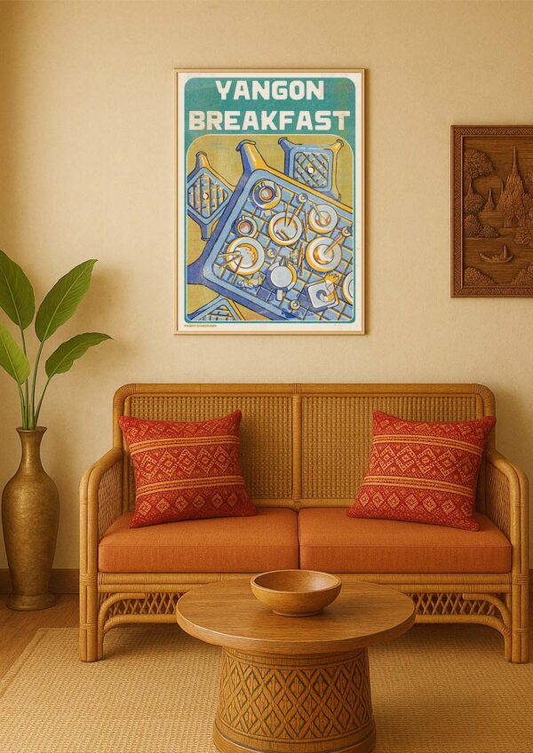 yangon breakfast in room on wall a3 Poster of Myanmar, Yangon breakfast hanging on wall in room