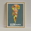 Torn paper green Framed Torn Paper – Nature-Inspired Palette poster featuring a torn-paper collage of a woman with an umbrella in green, yellow, and orange tones