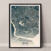 Yangon city map Framed minimalist Yangon City Map poster featuring a clean map of Yangon, Myanmar, with GPS coordinates and Burmese text.