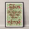Framed Myanmar Floral Pattern poster featuring Burmese script, traditional decorative patterns, and a poem by Min Thu Wun.